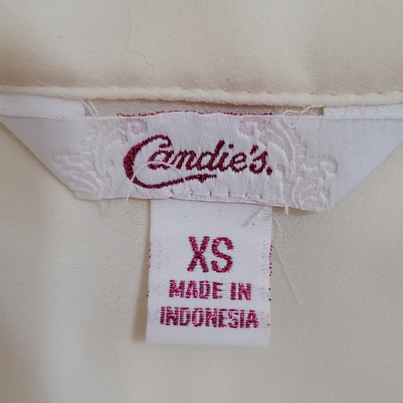 Candies - Sheer Cream V-Neck Blouse - Size XS - Picture 7 of 9
